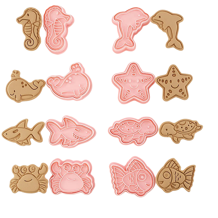 8pcs 3D Cartoon Cookie Cutters Pressable Biscuit Mold Cookie Stamp Set | Bowlift
