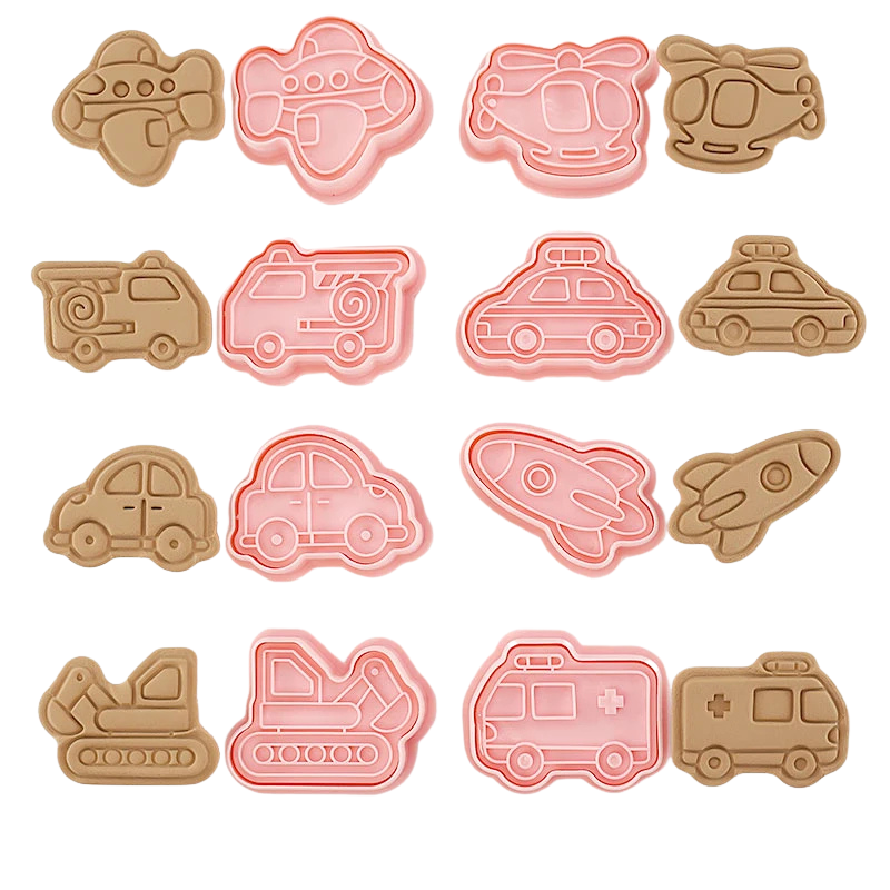 8pcs 3D Cartoon Cookie Cutters Pressable Biscuit Mold Cookie Stamp Set | Bowlift