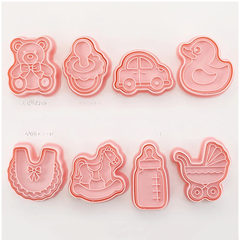 8pcs 3D Cartoon Cookie Cutters Pressable Biscuit Mold Cookie Stamp Set | Bowlift