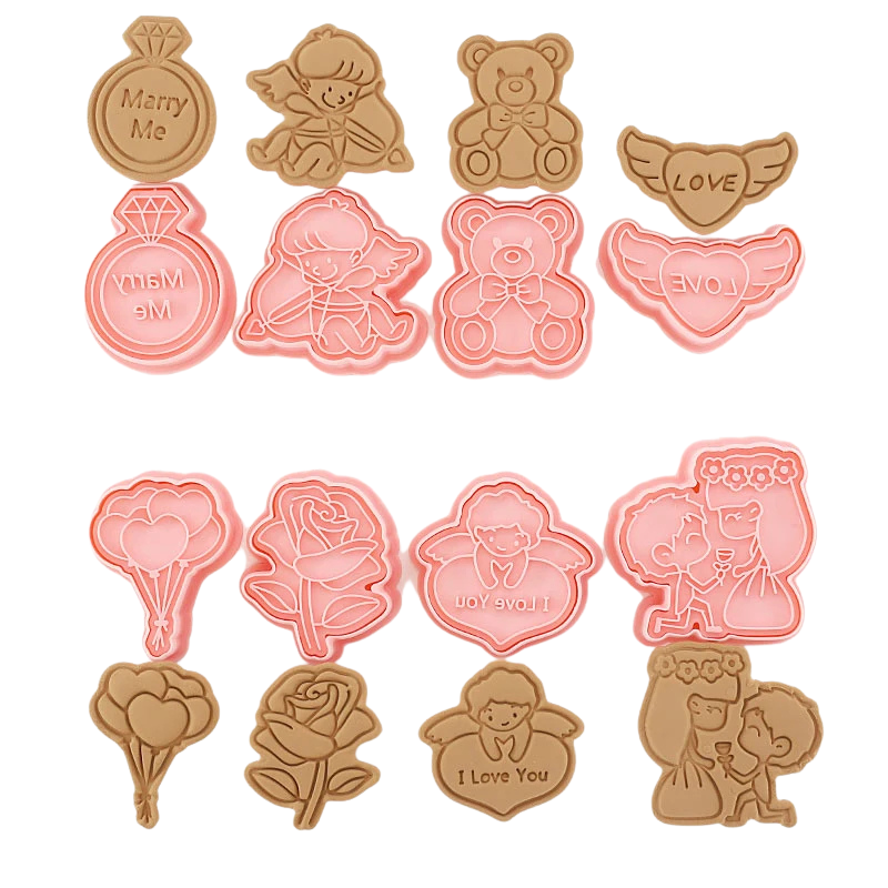8pcs 3D Cartoon Cookie Cutters Pressable Biscuit Mold Cookie Stamp Set | Bowlift