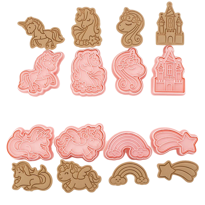 8pcs 3D Cartoon Cookie Cutters Pressable Biscuit Mold Cookie Stamp Set | Bowlift