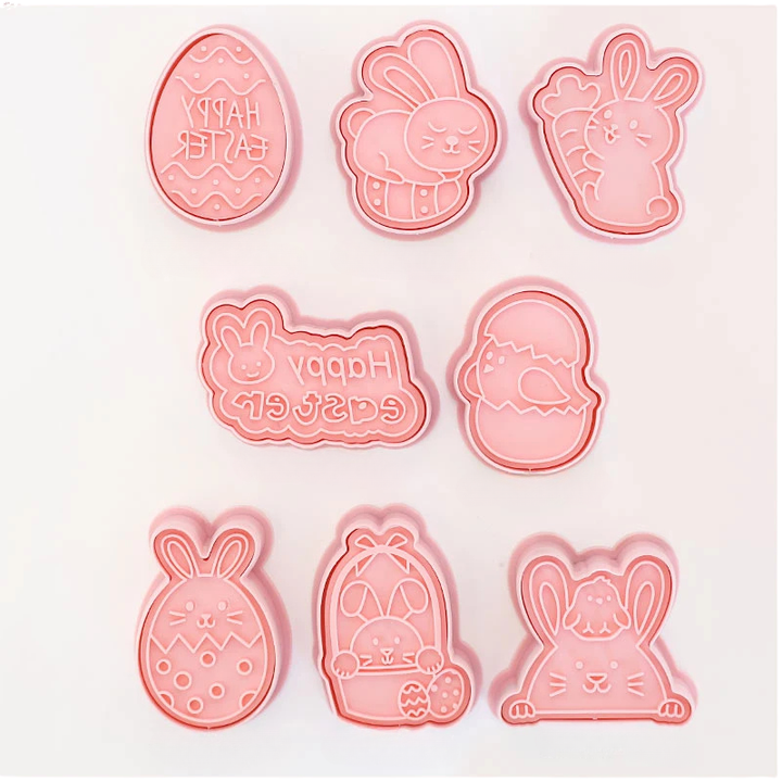 8pcs 3D Cartoon Cookie Cutters Pressable Biscuit Mold Cookie Stamp Set | Bowlift