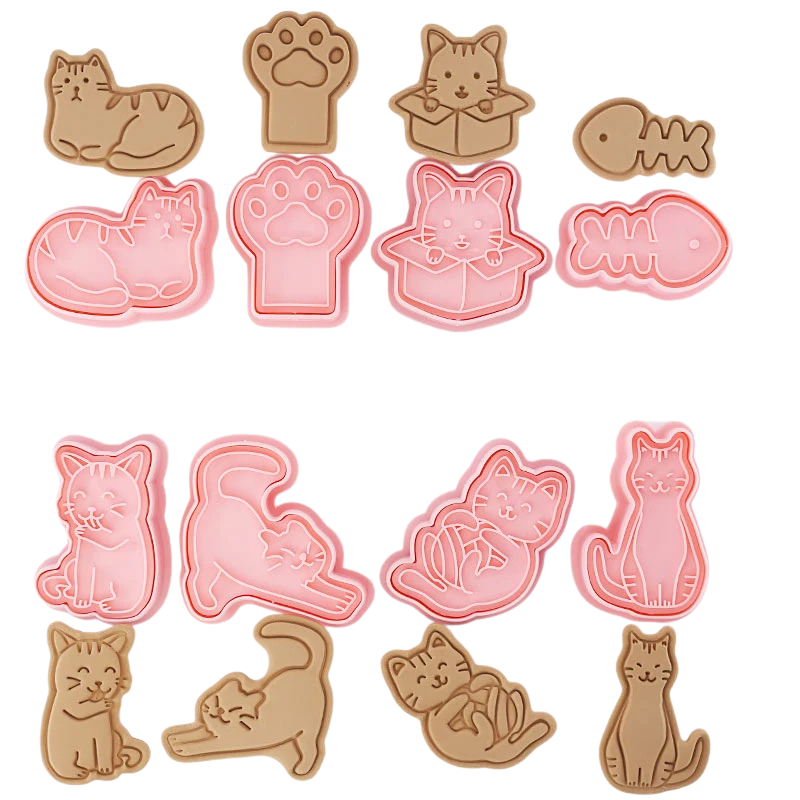 8pcs 3D Cartoon Cookie Cutters Pressable Biscuit Mold Cookie Stamp Set | Bowlift
