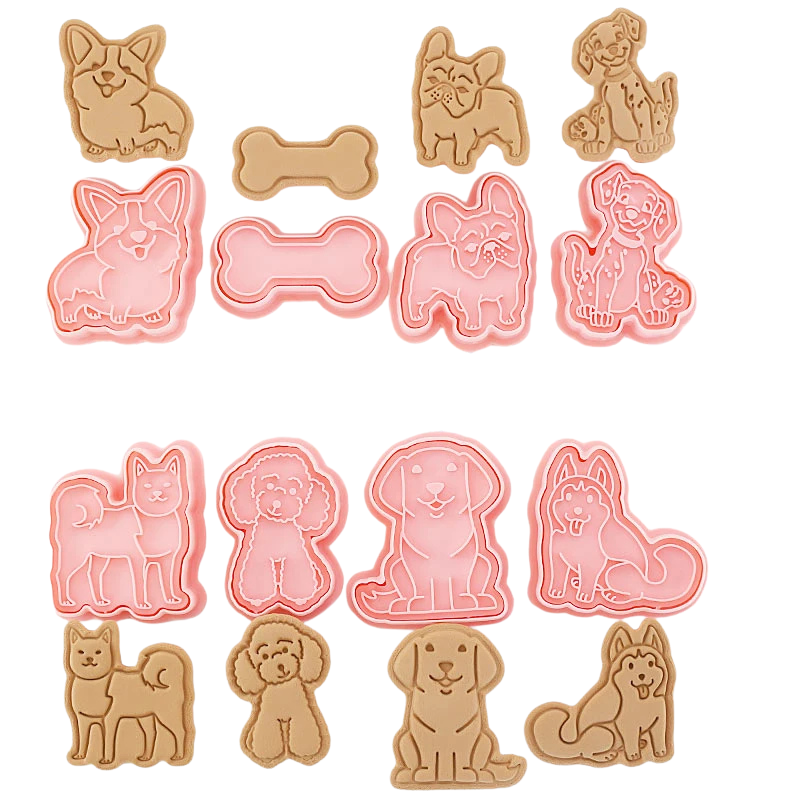 8pcs 3D Cartoon Cookie Cutters Pressable Biscuit Mold Cookie Stamp Set | Bowlift