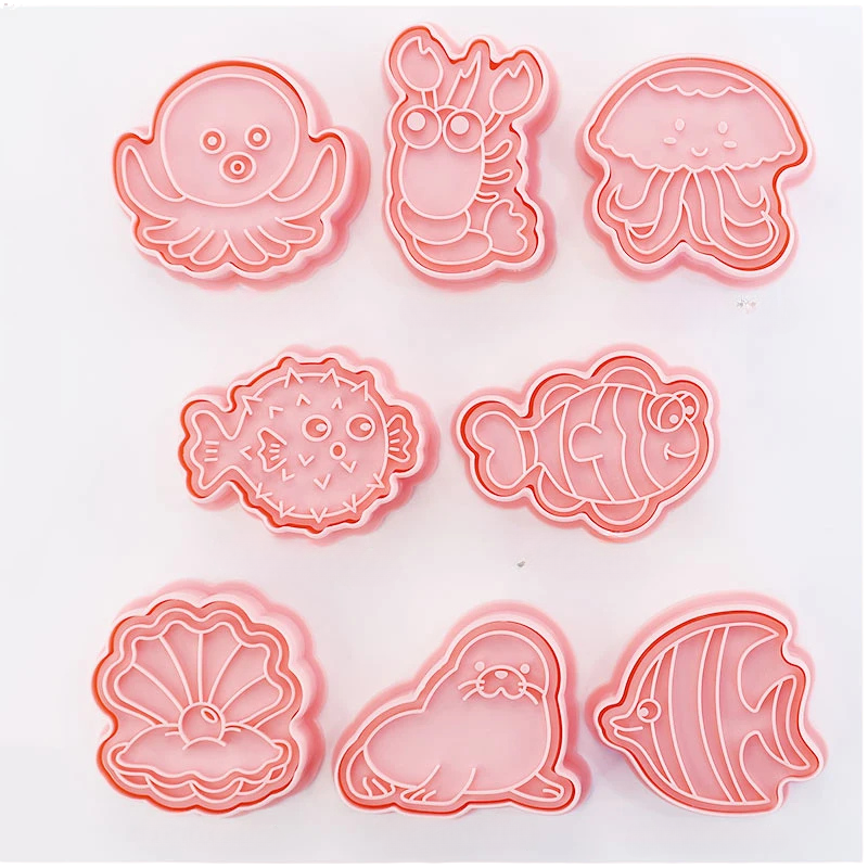 8pcs 3D Cartoon Cookie Cutters Pressable Biscuit Mold Cookie Stamp Set | Bowlift