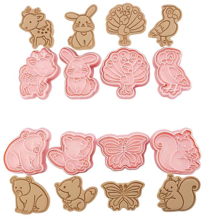 8pcs 3D Cartoon Cookie Cutters Pressable Biscuit Mold Cookie Stamp Set | Bowlift