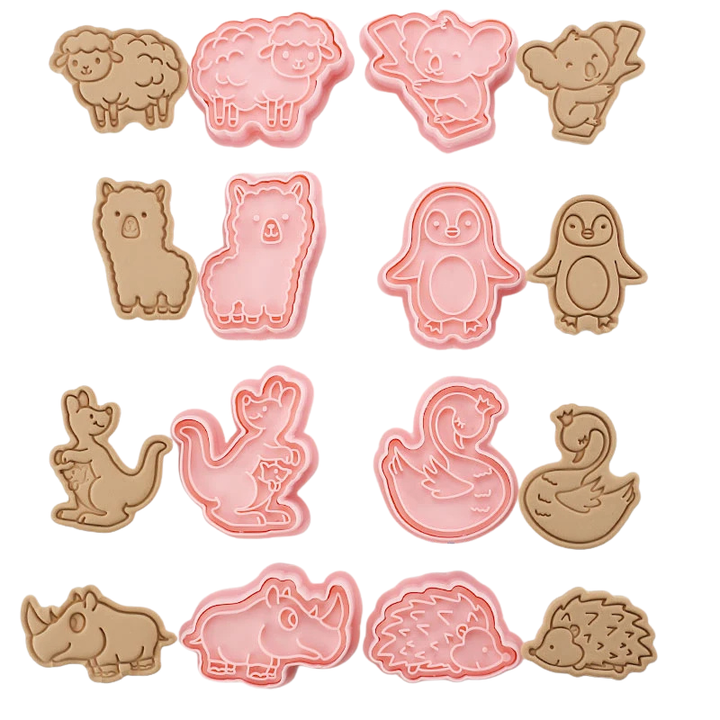 8pcs 3D Cartoon Cookie Cutters Pressable Biscuit Mold Cookie Stamp Set | Bowlift