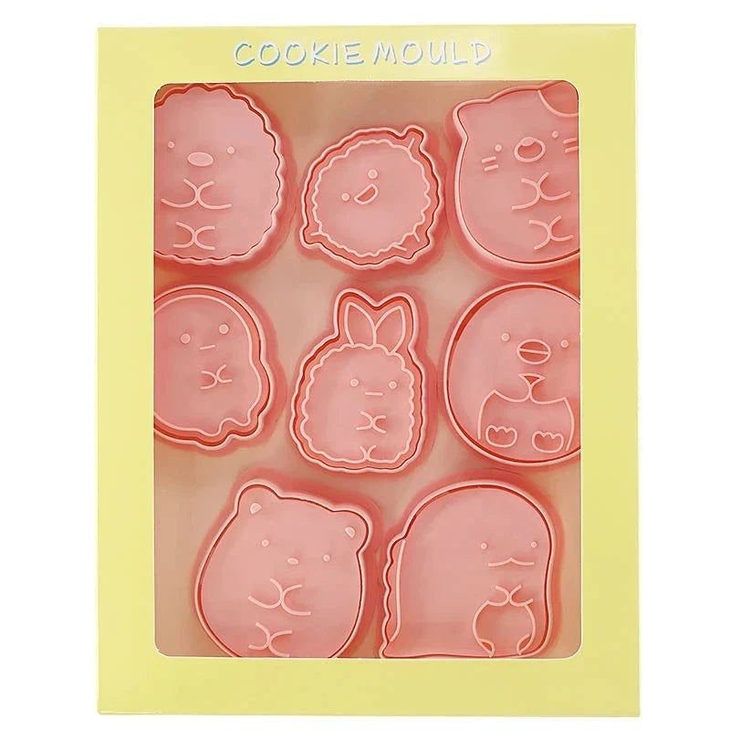 8pcs 3D Cartoon Cookie Cutters Pressable Biscuit Mold Cookie Stamp Set | Bowlift