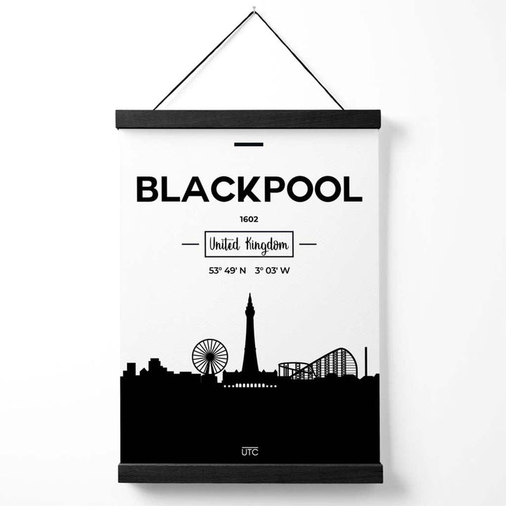 Blackpool Black-and-white City Skyline Poster with Hanger | Bowlift