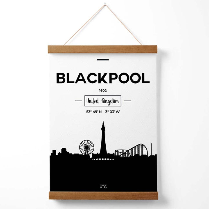 Blackpool Black-and-white City Skyline Poster with Hanger | Bowlift