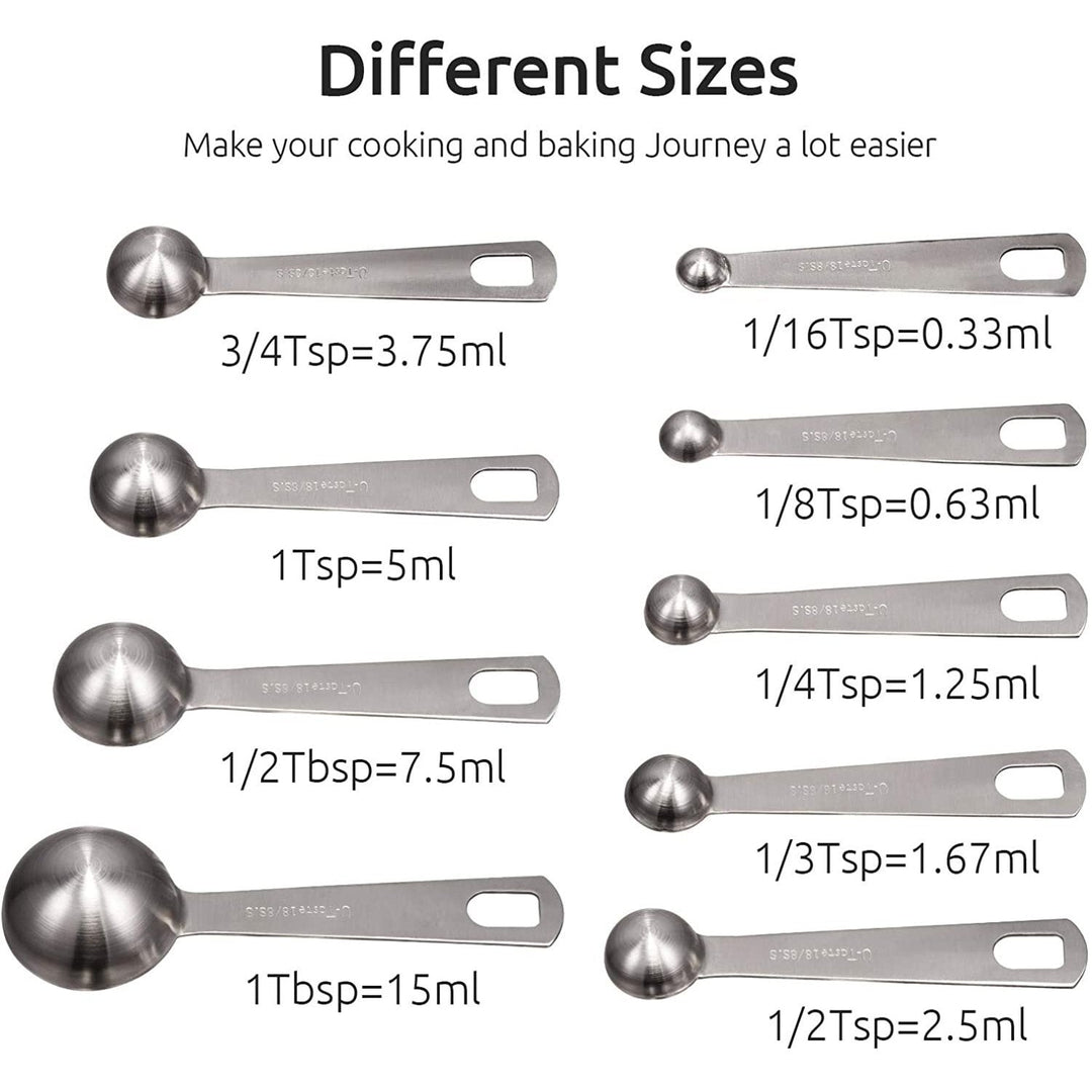 BowLift | 9-piece set: stainless steel measuring spoons for dry and liquid ingredients