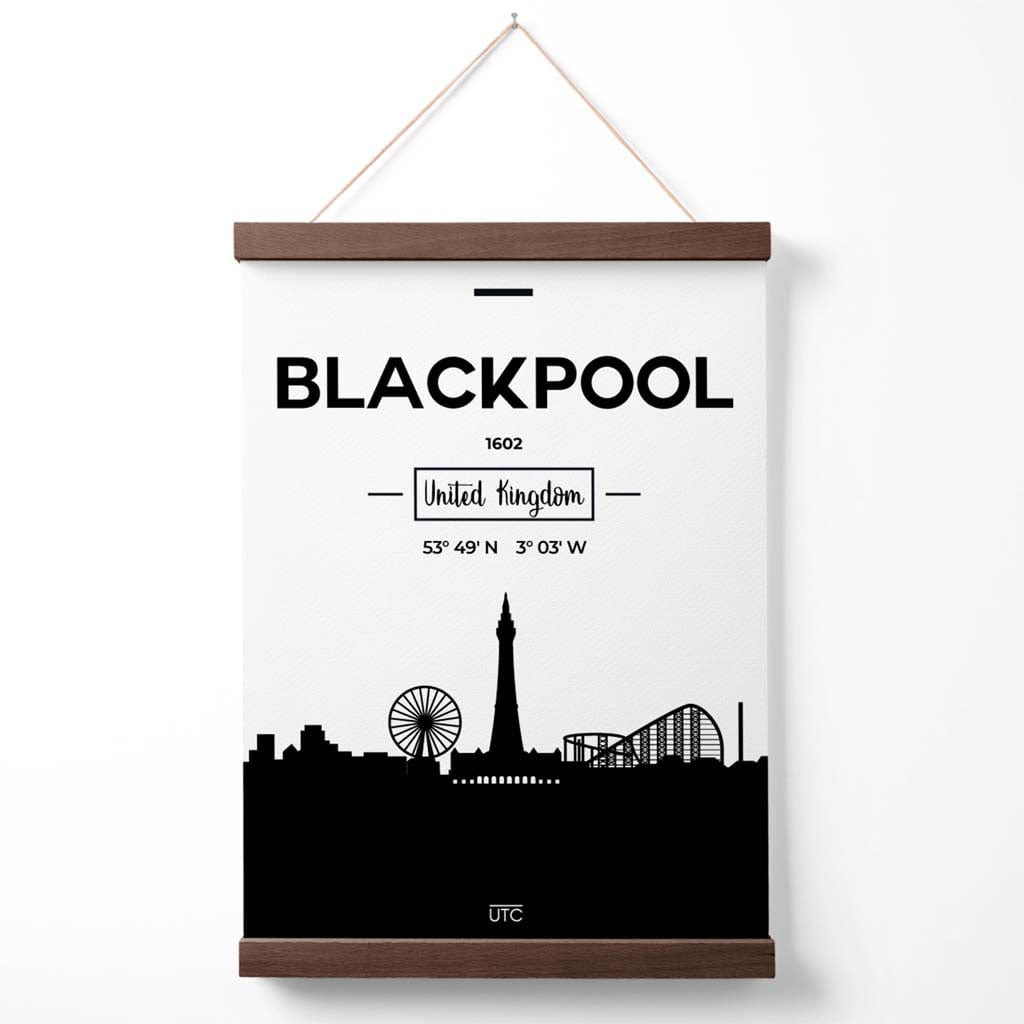 Blackpool Black-and-white City Skyline Poster with Hanger | Bowlift