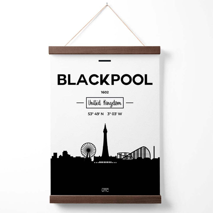 Blackpool Black-and-white City Skyline Poster with Hanger | Bowlift