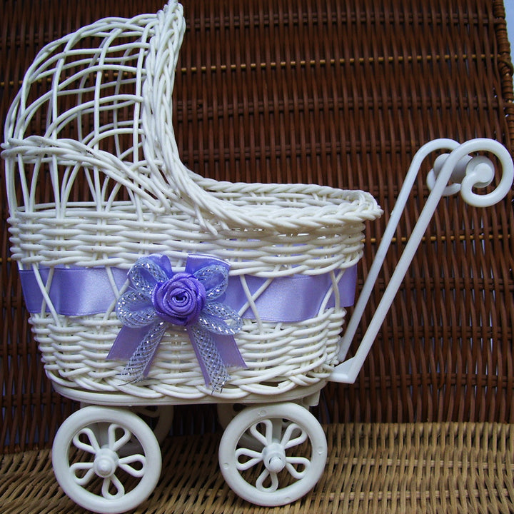 Vintage Woven Doll Pram Basket Bowlift