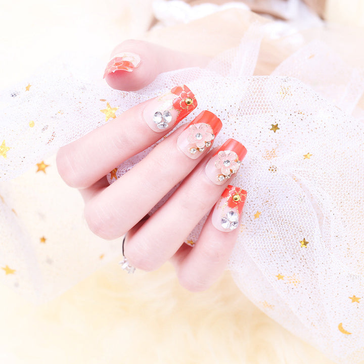 Decorative Floral Press-On Nail Art Set