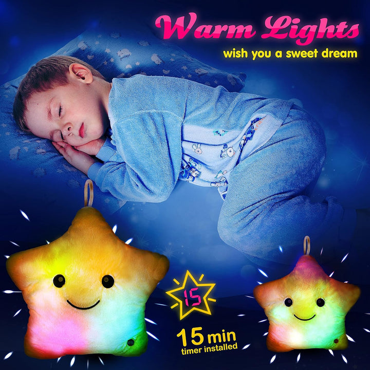 BowLift | Bright LED Star Cuddly Pillow for Kids