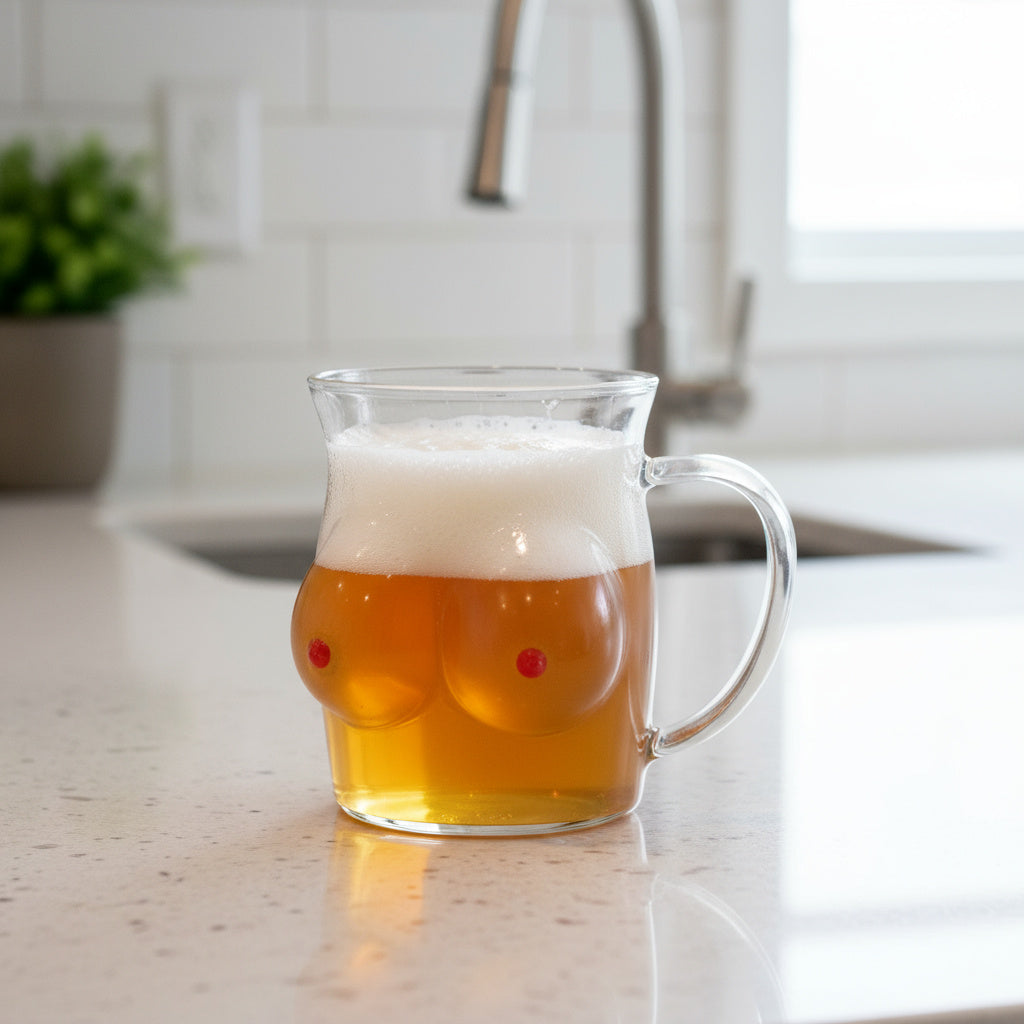 BowLift | Double-Wall Chesty Shape Glass Funny Mug