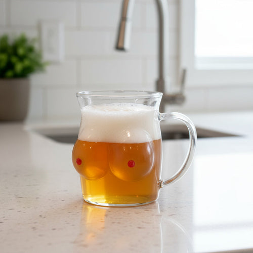 BowLift | Double-Wall Chesty Shape Glass Funny Mug