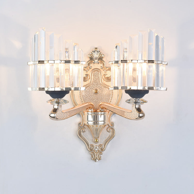 BowLift | Cone Shadow Wall Light Fixture Modernist 1/2-Light Crystal Rod Wall Lamps Idea for Living Room in Gold