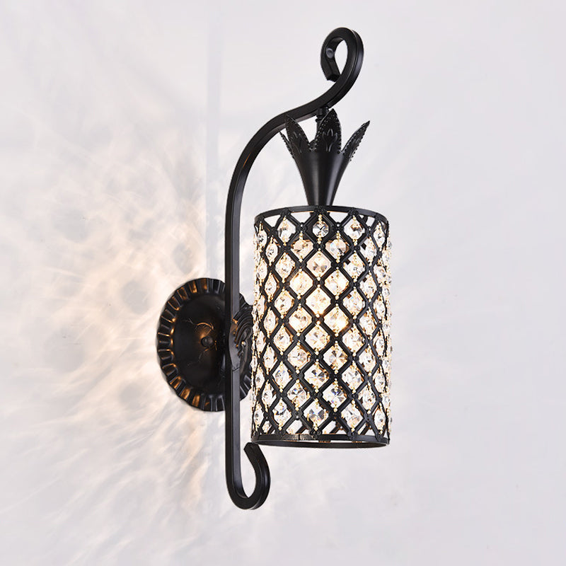 BowLift | Inserted Crystal Square/Rhombus Wall Light Minimalist 1-Light Shade Wall Lighting Fixture in Black