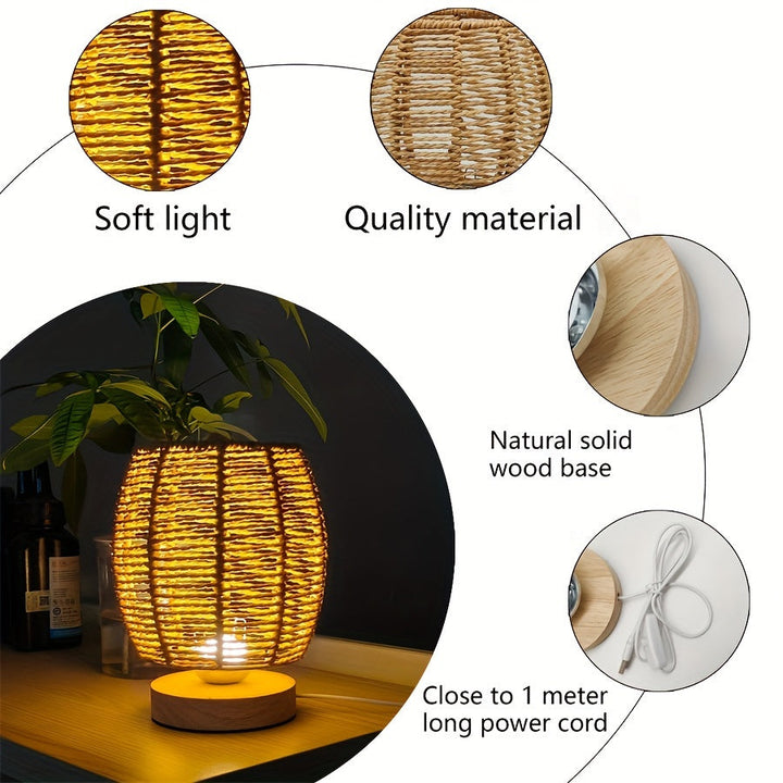 EcoLoom Table Lamp – Handmade Wood with LED Bowlift