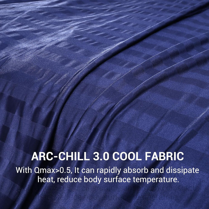 Cooling Blanket – Q-Max > 0.5, Striped & Breathable for Hot Sleepers of Navy Blue | Bowlift