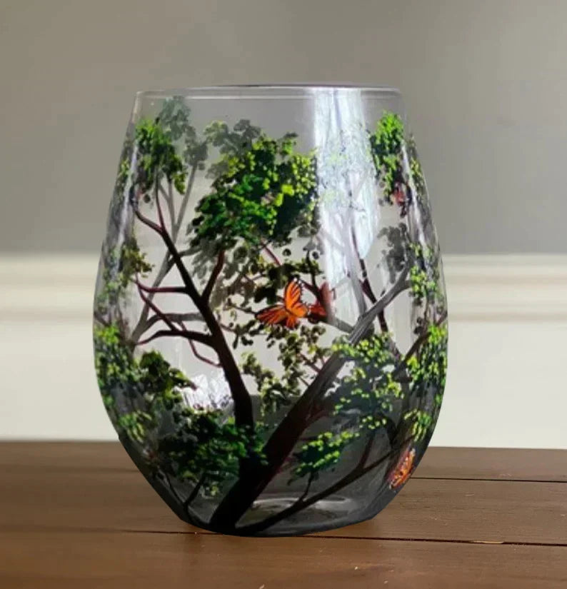 BowLift | Four Seasons Tree Wine Glasses - Hand Painted Art