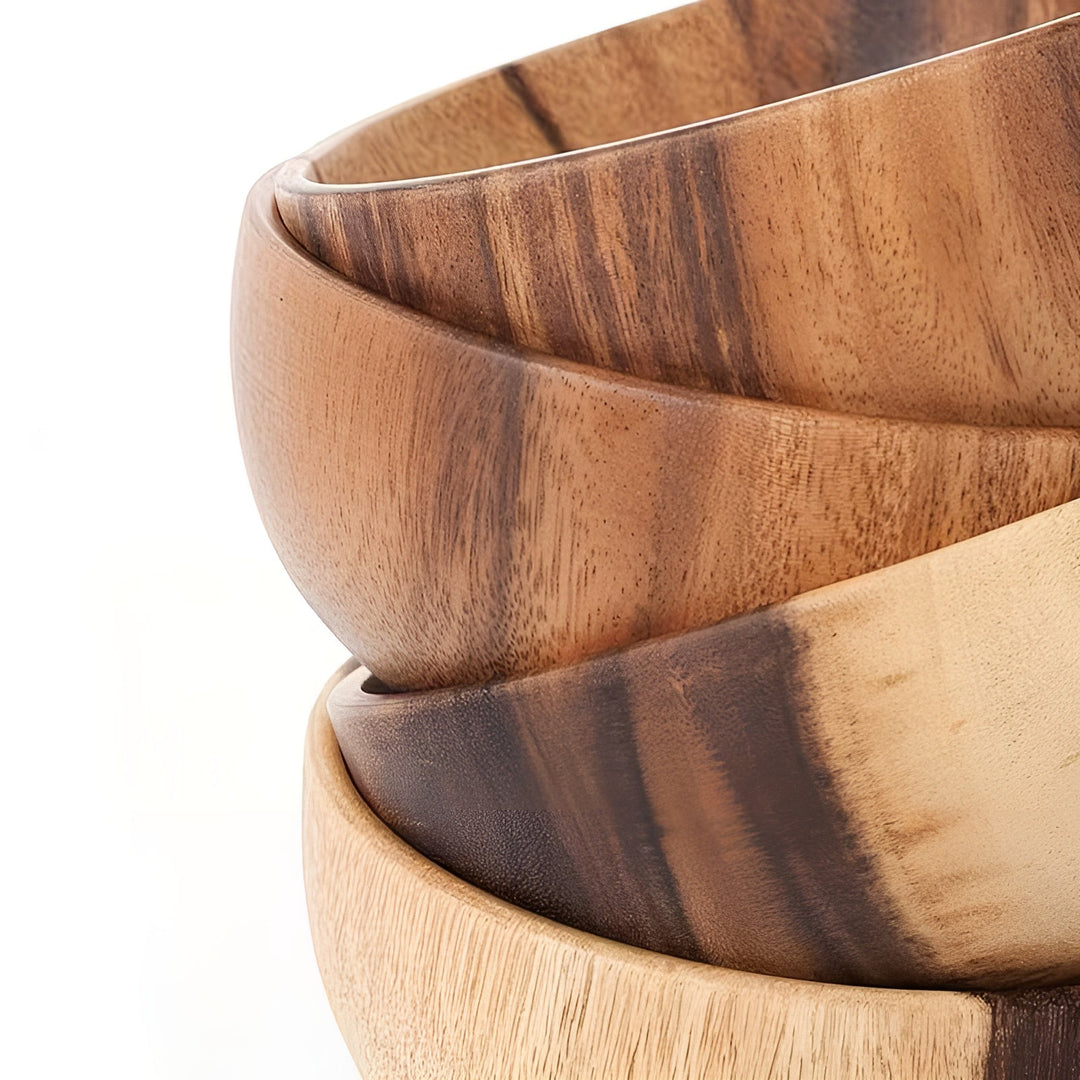Wood Serving Bowls Set (4-piece) – ReusaBowlifte and Handcrafted | Perfect for Salad, Soup, Rice & Ramen | Bowlift
