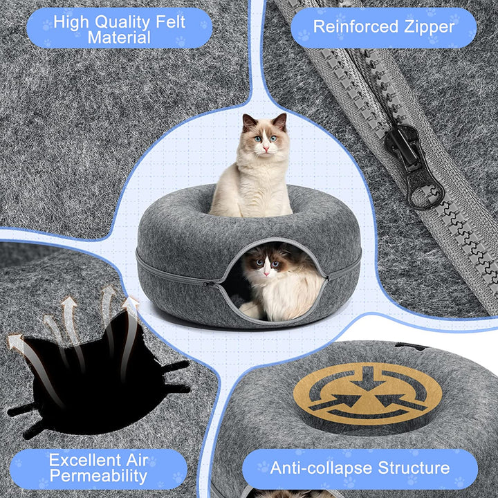 Purrfect Den - Luxury Cat Tunnel with Sleeping Spot Bowlift