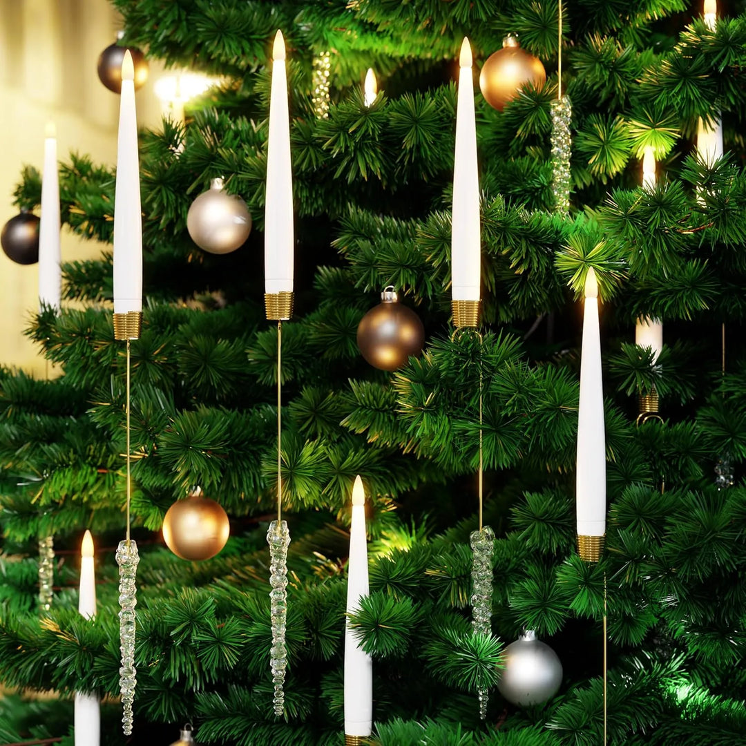 BowLift | Christmas Tree LED Candle Set | 12 Pieces with Remote Control & Timer | Warm White Flicker | Flameless & Safe