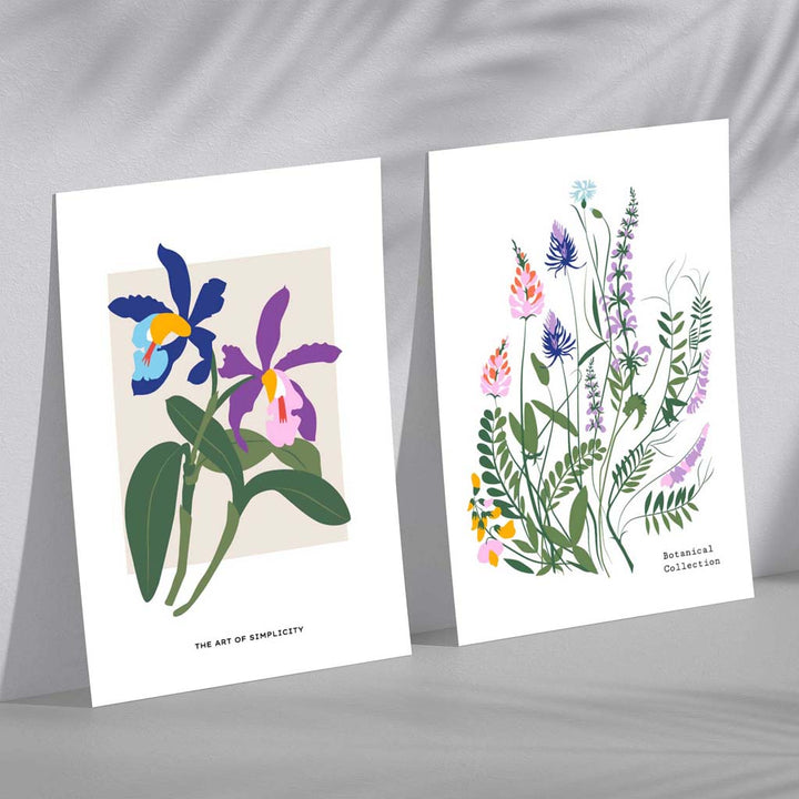 Colorful Spring Flowers Illustration Framed Set of 2 Art Prints | Bowlift