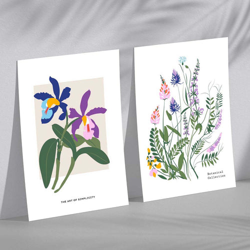 Colorful Spring Flower Illustration Set of 2 Art Prints | Bowlift