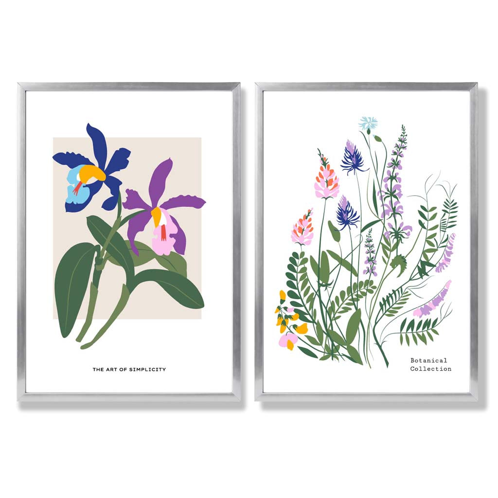 Colorful Spring Flowers Illustration Framed Set of 2 Art Prints | Bowlift