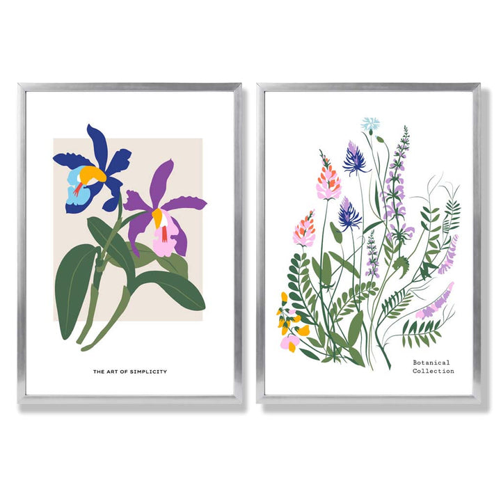 Colorful Spring Flowers Illustration Framed Set of 2 Art Prints | Bowlift