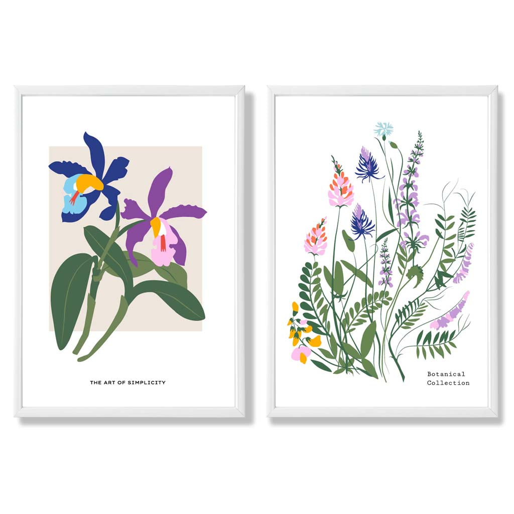 Colorful Spring Flowers Illustration Framed Set of 2 Art Prints | Bowlift