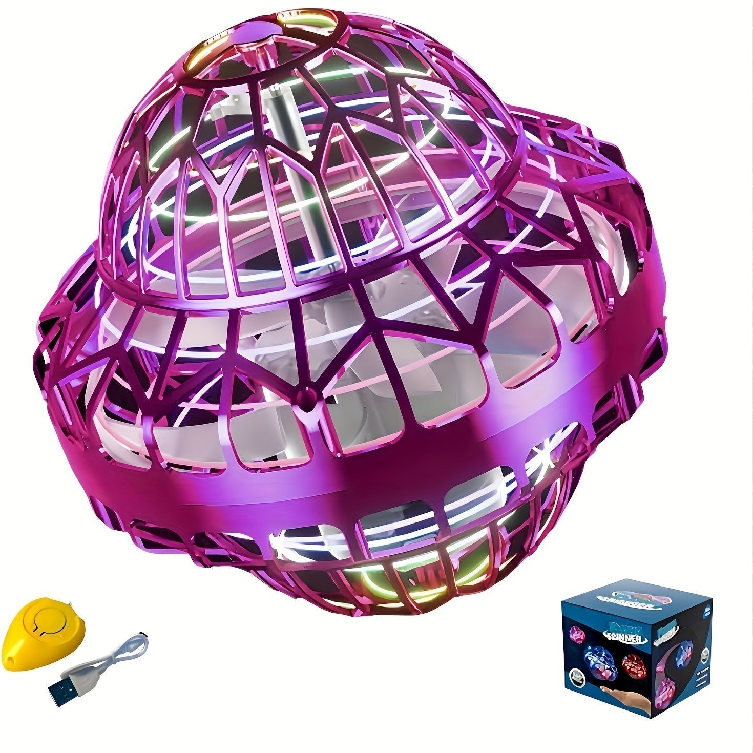 BowLift | Hand-Operated UFO Flying Ball Toy –  Hovering Drone with LED Lights, Boomerang Effect, Perfect Christmas Gift for Kids