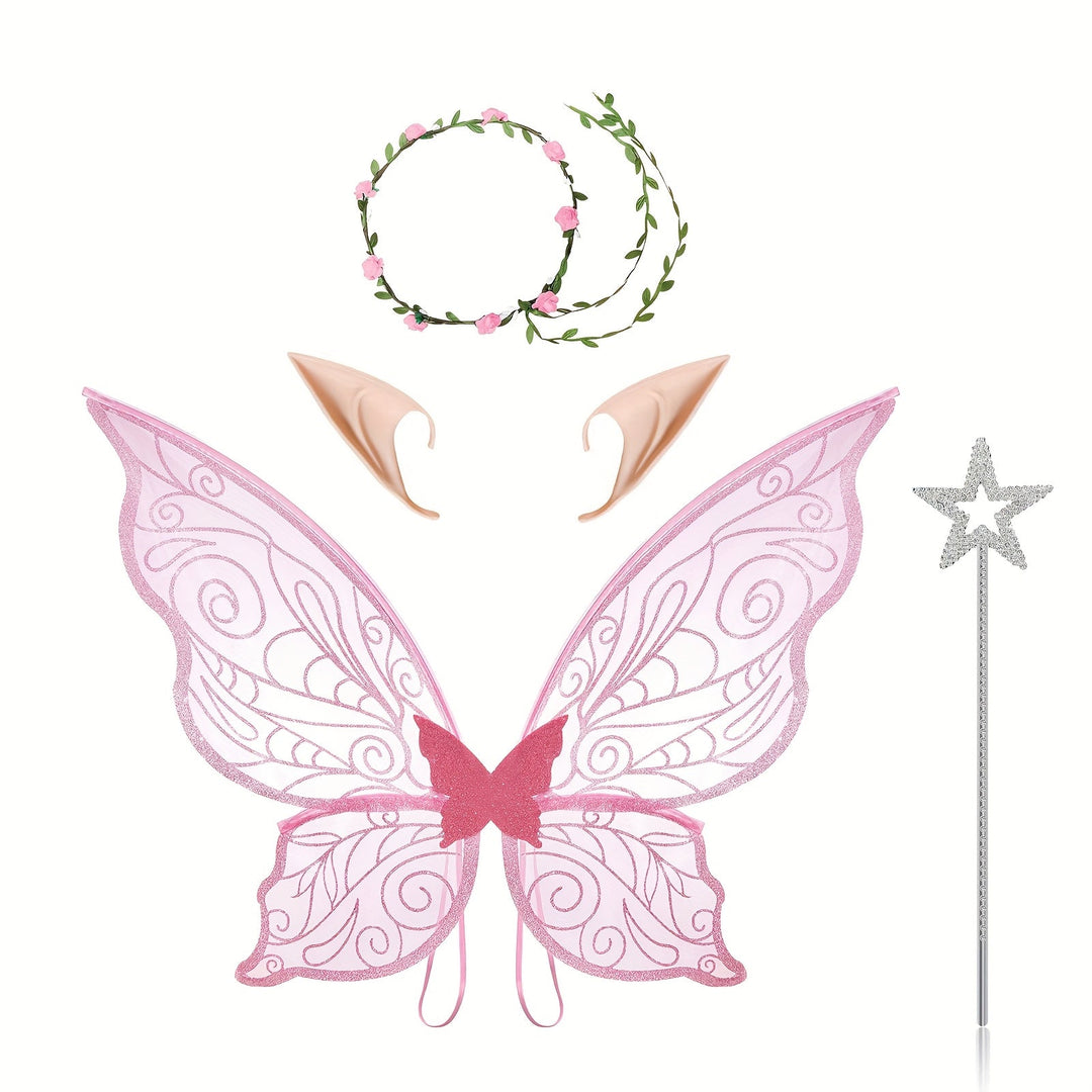 BowLift | Girls Magical Halloween Fairy Costume Set | Wings Wand Ears