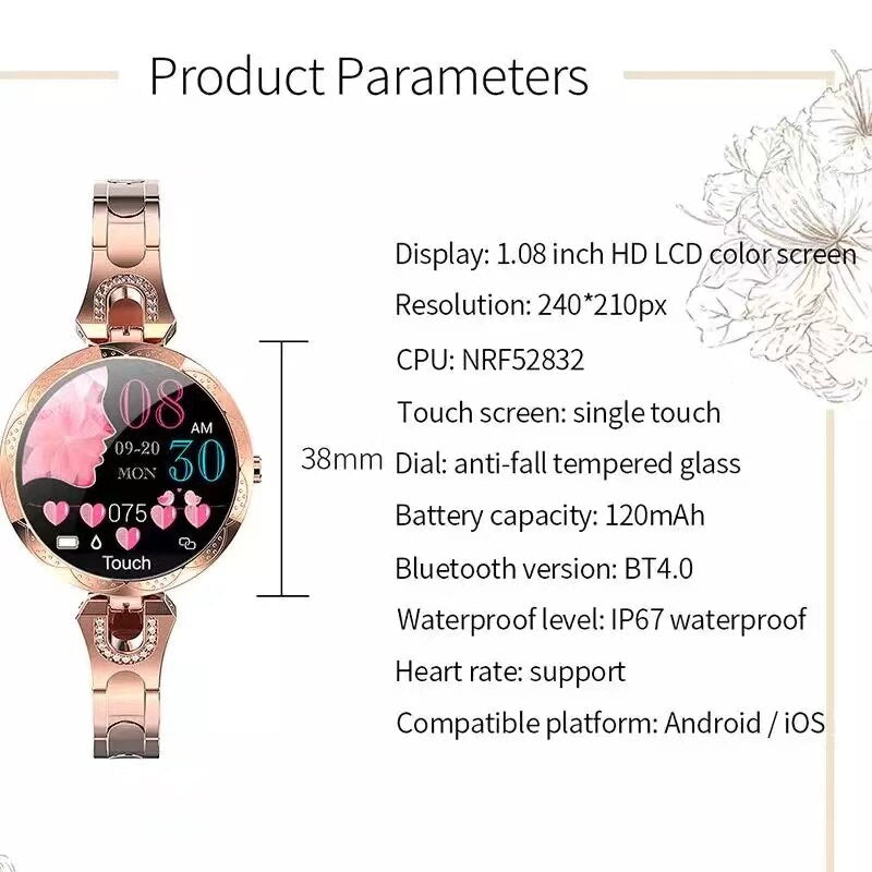 BowLift | AquaFit Smartwatch for Women – Waterproof, Activity Tracker & Notifications