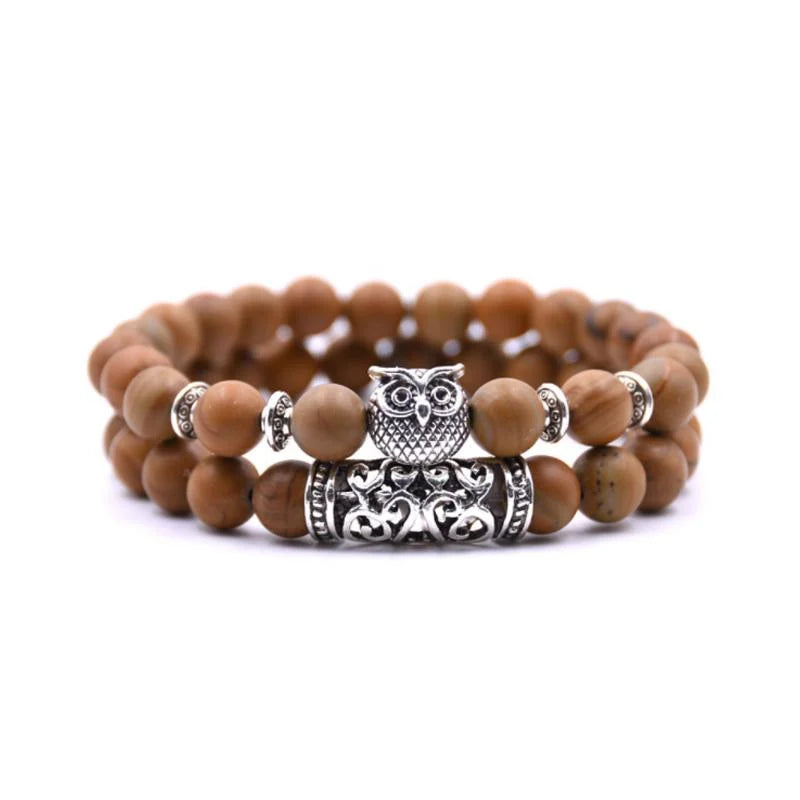 BowLift | Owl Charm Natural Stone Bracelet
