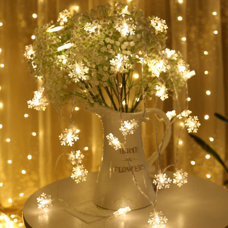 BowLift | LED String Lights Christmas Snowflake Colorful 20 Light LED Waterproof Outdoor String Lights