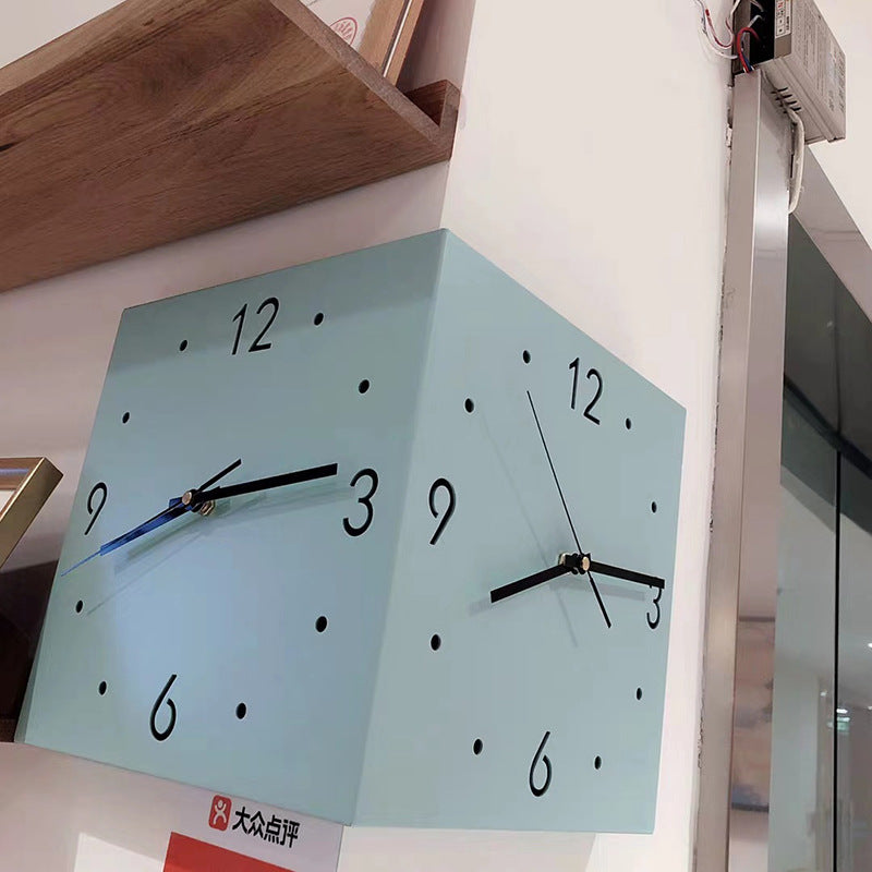BowLift | New living room corner double-sided luminous creative clock wall lamp