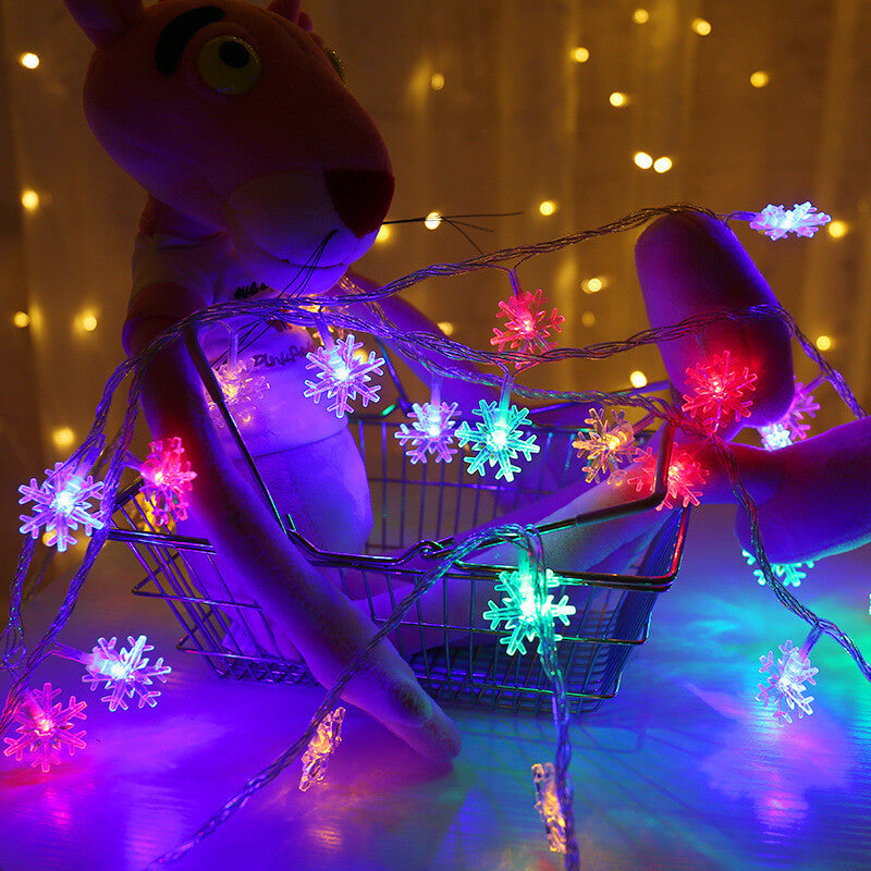 BowLift | LED String Lights Christmas Snowflake Colorful 20 Light LED Waterproof Outdoor String Lights