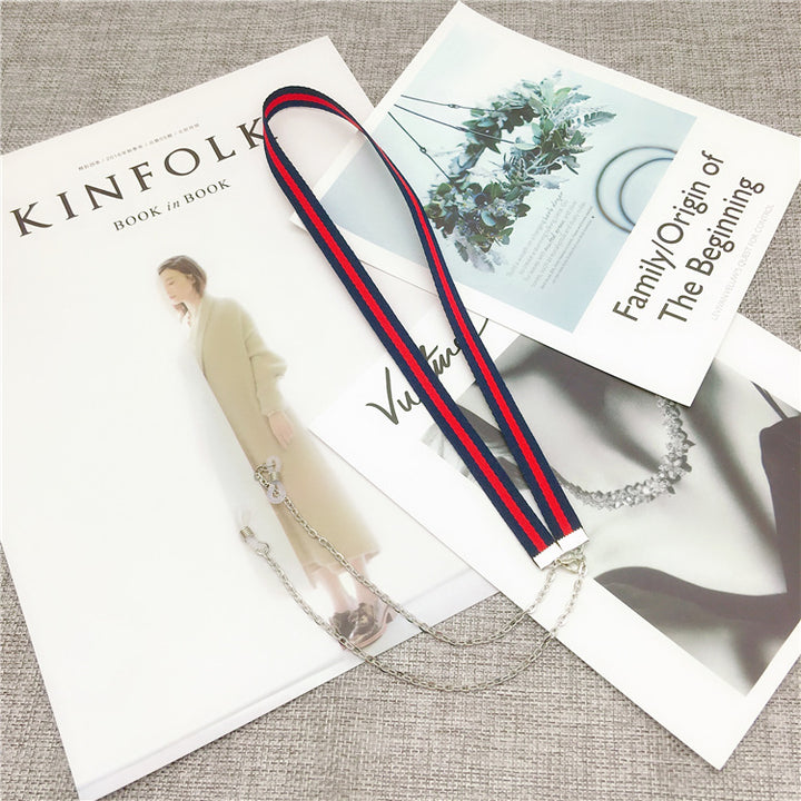 Stylish Eyewear Chain with Dual Color Stripes Bowlift
