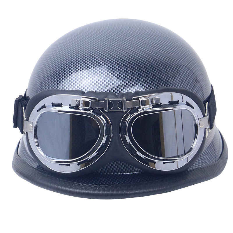 Retro Motorcycle Helmet with Goggles Bowlift