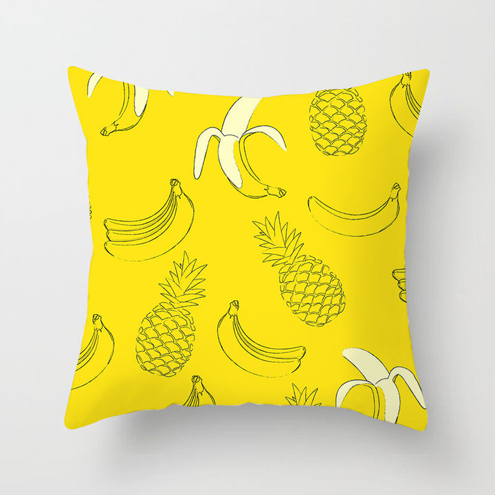 Tropical Pineapple and Banana Pattern Decorative Throw Pillow Cover