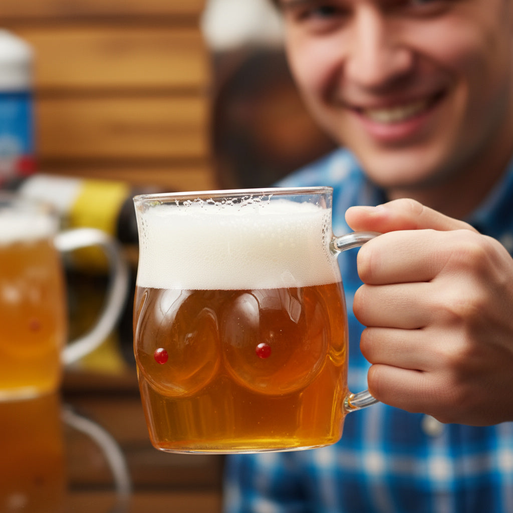 BowLift | Double-Wall Chesty Shape Glass Funny Mug