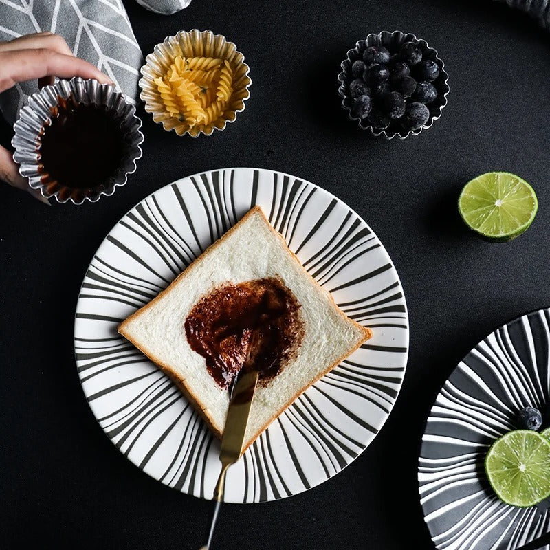 BowLift | Geometric Pattern Ceramic Dinner Plate Set