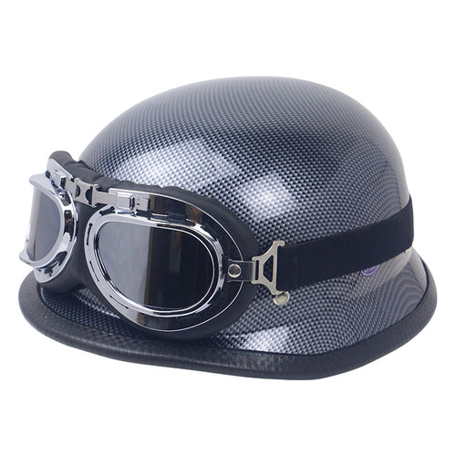 Retro Motorcycle Helmet with Goggles Bowlift