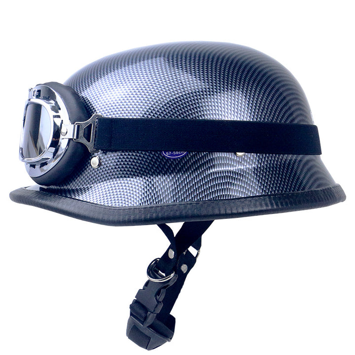 Retro Motorcycle Helmet with Goggles Bowlift