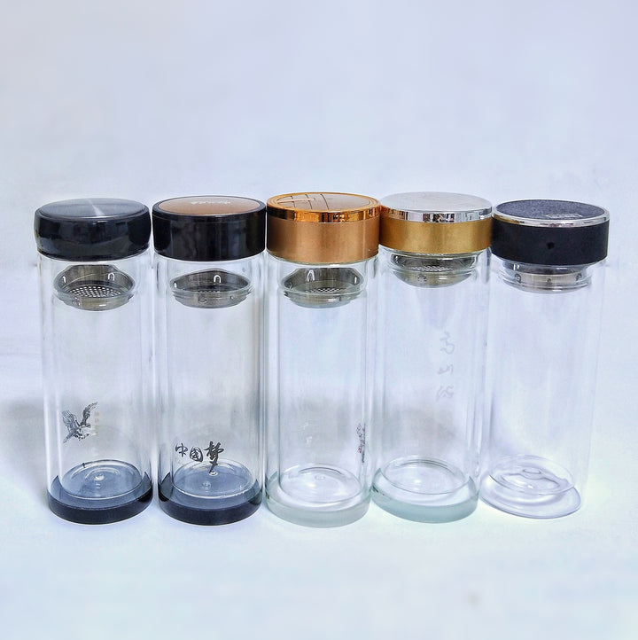Women High-Quality Tea Glass Bottle with Integrated Stainless Steel Strainer Bowlift